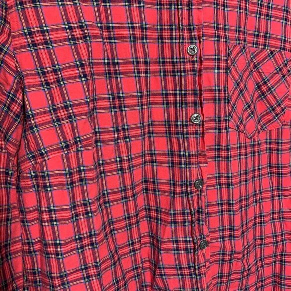 Per Se Womens Plaid Button Down Shirt 100% Cotton Pink & Blue Size Medium - Picture 2 of 5